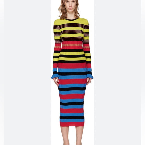 Opening Cermony Rib Knit Primary Color Metallic Dress - Picture 2 of 10